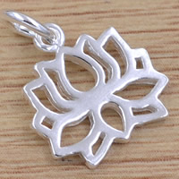 Brass Flower Pendants, Lotus, real silver plated, lead & cadmium free Approx 3mm 