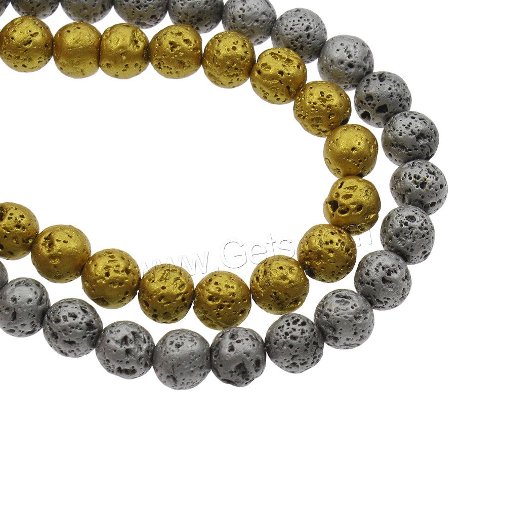 Lava Perle, rund, Spritzlackierung, verschiedene Größen vorhanden, Bohrung:ca. 1mm, Länge:ca. 14.5 ZollInch, ca. 47PCs/Strang, verkauft von Strang