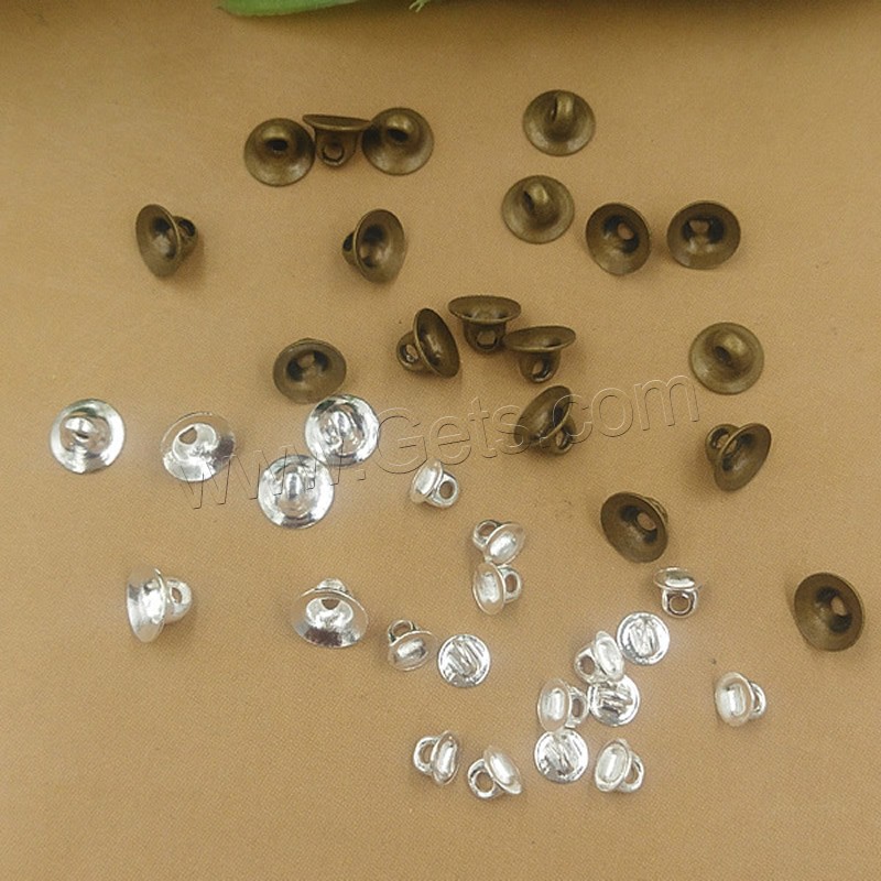 Brass Shank Button, plated, different inner diameter for choice, more colors for choice, nickel, lead & cadmium free, 4-6mm, Hole:Approx 1.5mm, 500PCs/Bag, Sold By Bag