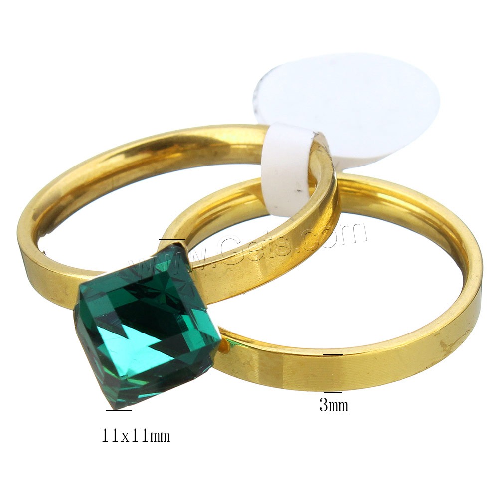 Edelstahl Ring Set, Anhänger & Ohrring, mit Kristall, kubistisch, goldfarben plattiert, verschiedene Größen vorhanden & für Frau, keine, 11x11mm, 3mm, 2PCs/setzen, verkauft von setzen