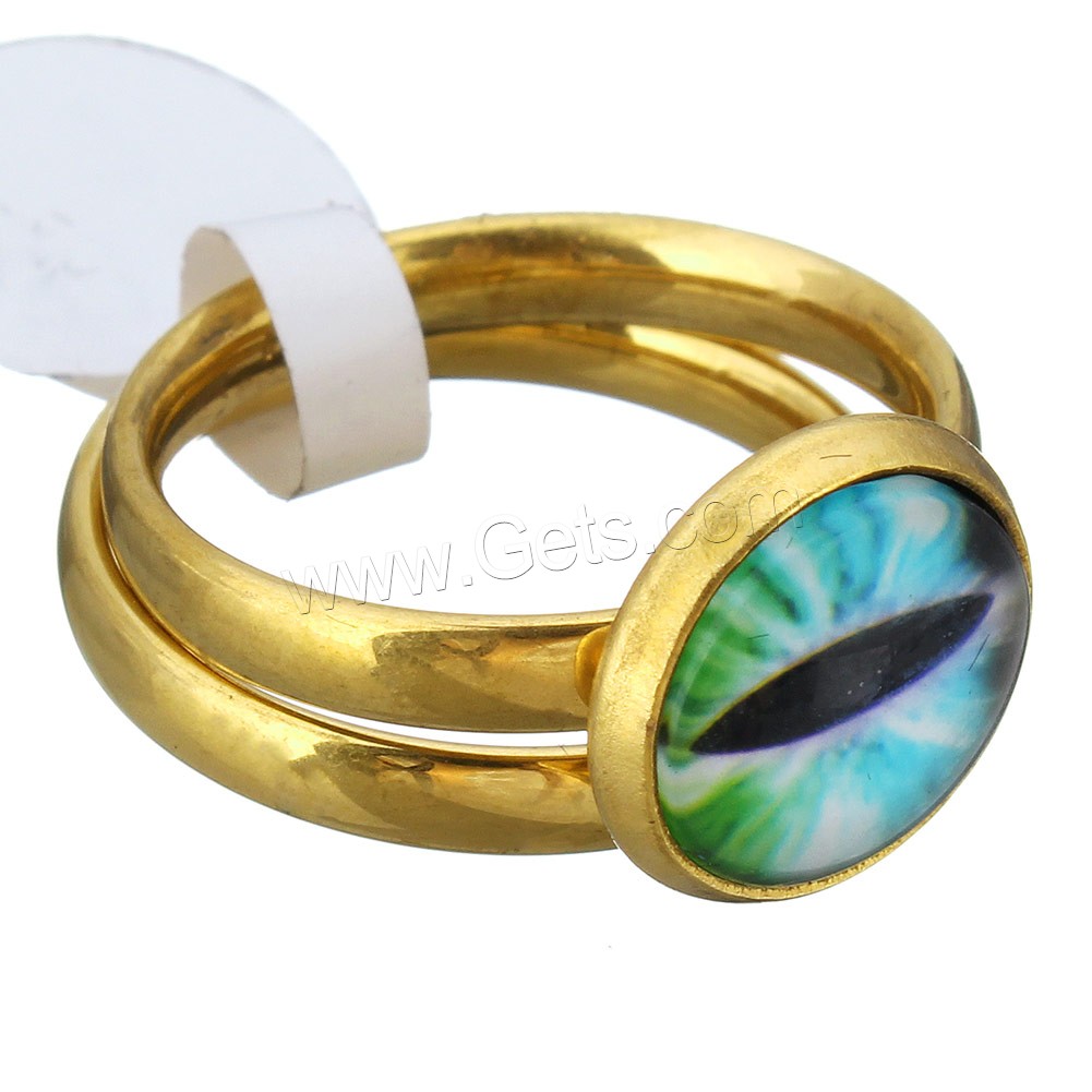 Stainless Steel Ring Set, pendant & earring, with Paper & Glass, Flat Round, gold color plated, time gem jewelry & different size for choice & different designs for choice & for woman, 12mm, 3mm, 2PCs/Set, Sold By Set