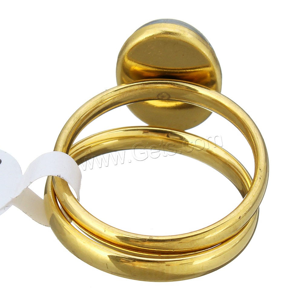 Stainless Steel Ring Set, pendant & earring, with Paper & Glass, Flat Oval, gold color plated, time gem jewelry & different size for choice & different designs for choice & for woman, 11x15mm, 3mm, 2PCs/Set, Sold By Set