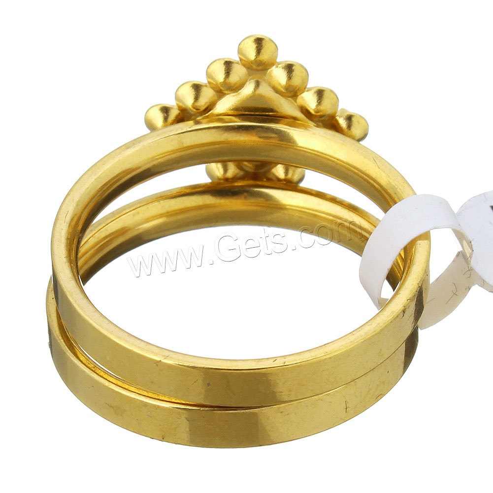 Edelstahl Ring Set, Anhänger & Ohrring, mit Kristall, Rhombus, goldfarben plattiert, verschiedene Größen vorhanden & für Frau & mit Strass, keine, 13.5x13.5mm, 3mm, 2PCs/setzen, verkauft von setzen