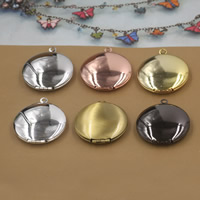 Brass Locket Pendants, Flat Round, plated nickel, lead & cadmium free Approx 1.5mm 