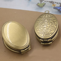 Brass Locket Pendants, Flat Oval, antique bronze color plated, nickel, lead & cadmium free Approx 1.5mm 