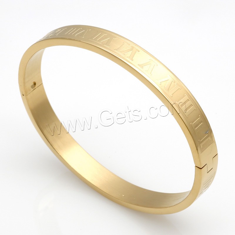 Stainless Steel Bangle, plated, with roman number & Unisex & different size for choice, more colors for choice, Sold By PC