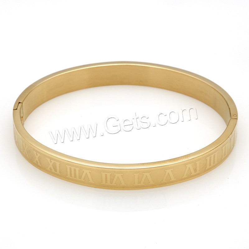 Stainless Steel Bangle, plated, with roman number & Unisex & different size for choice, more colors for choice, Sold By PC