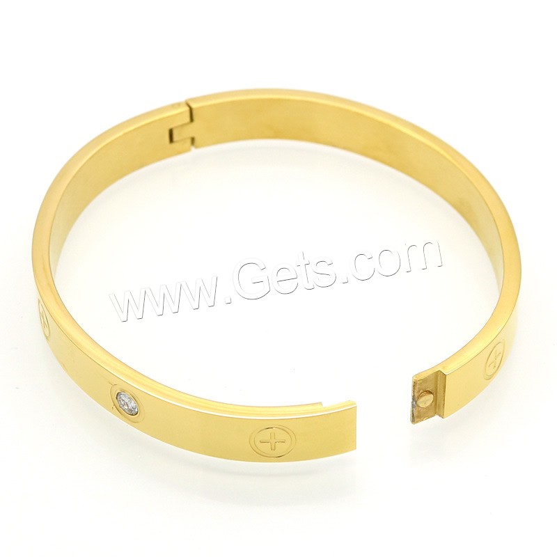 Stainless Steel Bangle, plated, Unisex & different size for choice & with rhinestone, more colors for choice, Sold By PC