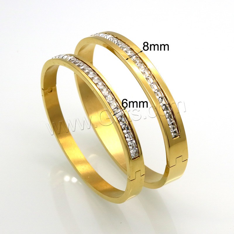 Stainless Steel Bangle, plated, Unisex & different size for choice & with rhinestone, more colors for choice, Sold By PC