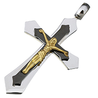 Stainless Steel Saint Pendant, Crucifix Cross, plated, Christian Jewelry Approx 8mm 