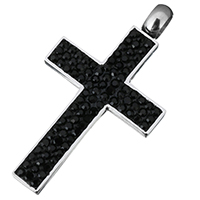 Stainless Steel Cross Pendants, with Rhinestone Clay Pave, original color Approx 6.5mm 