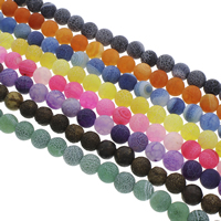 Auswitterung Achat Perle, rund, verschiedene Größen vorhanden, keine, Bohrung:ca. 1.5mm, Länge:ca. 14.5 ZollInch, verkauft von Strang