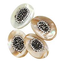 Natural Freshwater Pearl Loose Beads, with Rhinestone Clay Pave, mixed, 17-19x24-26x4-6mm Approx 0.8mm 