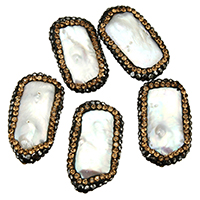 Natural Freshwater Pearl Loose Beads, Clay Pave, with Freshwater Pearl, with rhinestone & mixed, 15-17x27-32x4-6mm Approx 1mm 