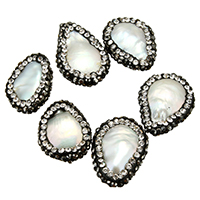Naturales agua dulce perlas sueltas, Perlas cultivadas de agua dulce, con Arcilla analiar de diamantes de imitación AB, mixto, 14-16x18-23x5-9mm, agujero:aproximado 1mm, Vendido por UD