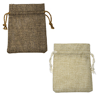 Linen Jewelry Pouches Bags, with Nylon Cord, Rectangle 