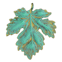 Brass Jewelry Pendants, Maple Leaf, plated copper green Approx 2.5mm 