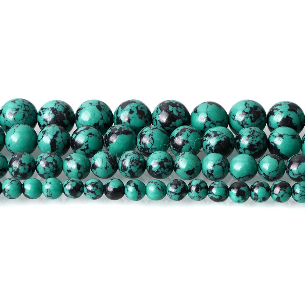Synthetic Turquoise Beads, Round, different size for choice, green, Hole:Approx 0.5-2mm, Length:Approx 15 Inch, Sold By Strand