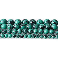 Synthetische Türkis Perlen, rund, verschiedene Größen vorhanden, grün, Bohrung:ca. 0.5-2mm, Länge:ca. 15 ZollInch, verkauft von Strang