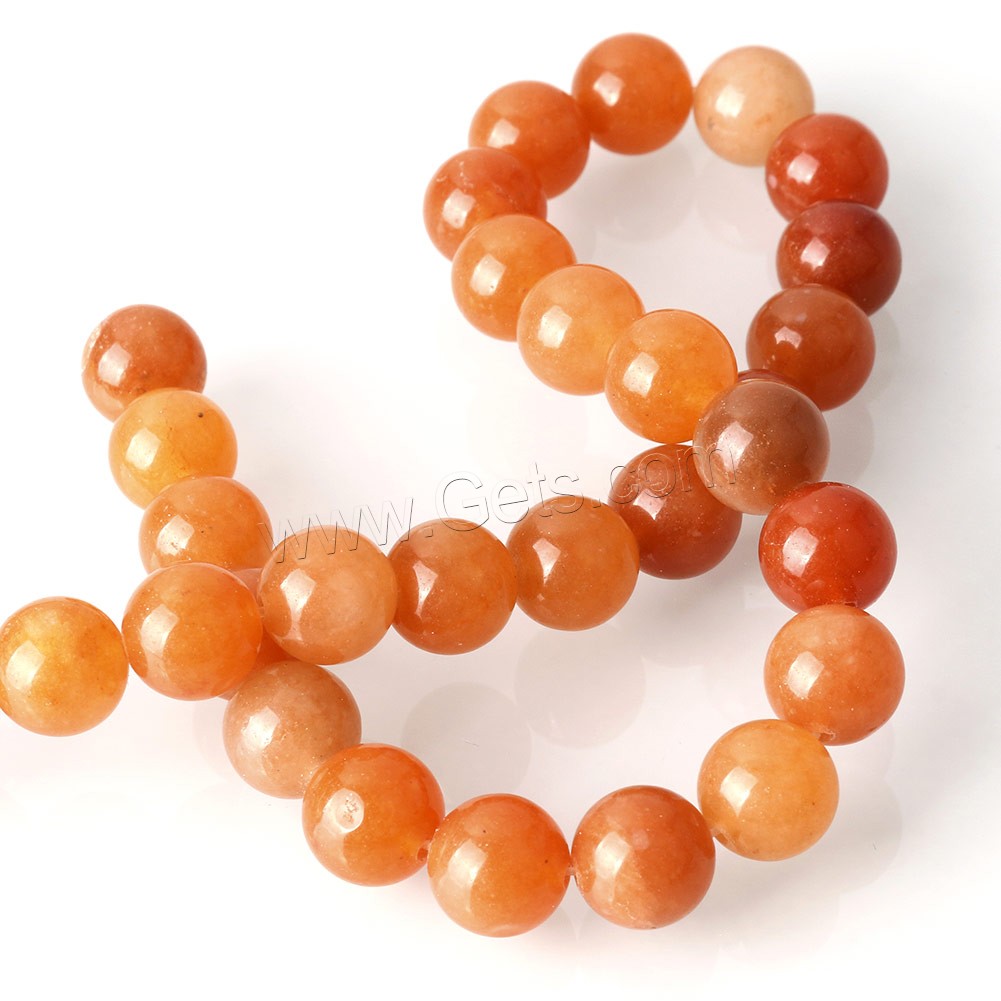 Gefärbte Jade Perlen, rund, verschiedene Größen vorhanden, orange, Bohrung:ca. 0.5-1.5mm, Länge:ca. 15 ZollInch, verkauft von Strang