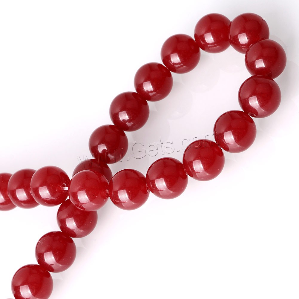 Gefärbte Jade Perlen, rund, verschiedene Größen vorhanden, rot, Bohrung:ca. 0.5-2mm, Länge:ca. 15 ZollInch, verkauft von Strang