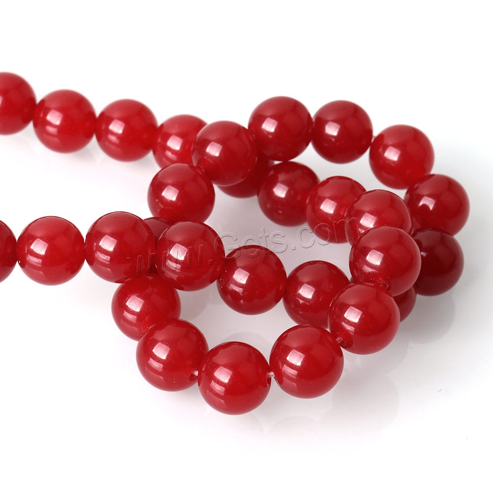 Gefärbte Jade Perlen, rund, verschiedene Größen vorhanden, rot, Bohrung:ca. 0.5-2mm, Länge:ca. 15 ZollInch, verkauft von Strang