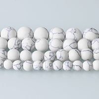 Synthetische Türkis Perlen, rund, verschiedene Größen vorhanden, weiß, Bohrung:ca. 1-2mm, Länge:ca. 15 ZollInch, verkauft von Strang
