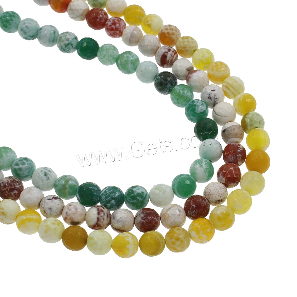 Natural Fire Agate Beads, Round, different size for choice & faceted, more colors for choice, Hole:Approx 1mm, Length:Approx 14.5 Inch, Sold By Strand