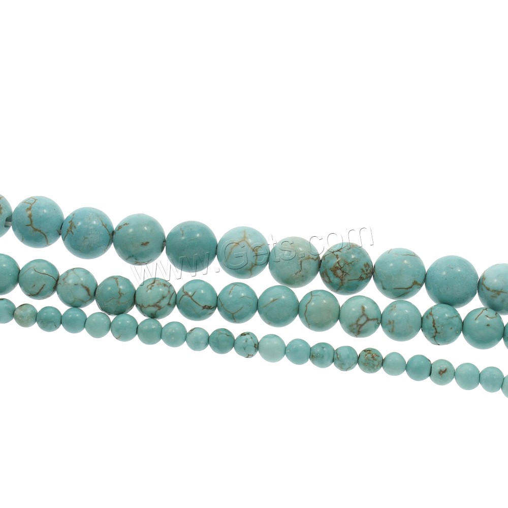 Natural Turquoise Beads, Round, different size for choice, Hole:Approx 1mm, Length:Approx 14.5 Inch, Sold By Strand