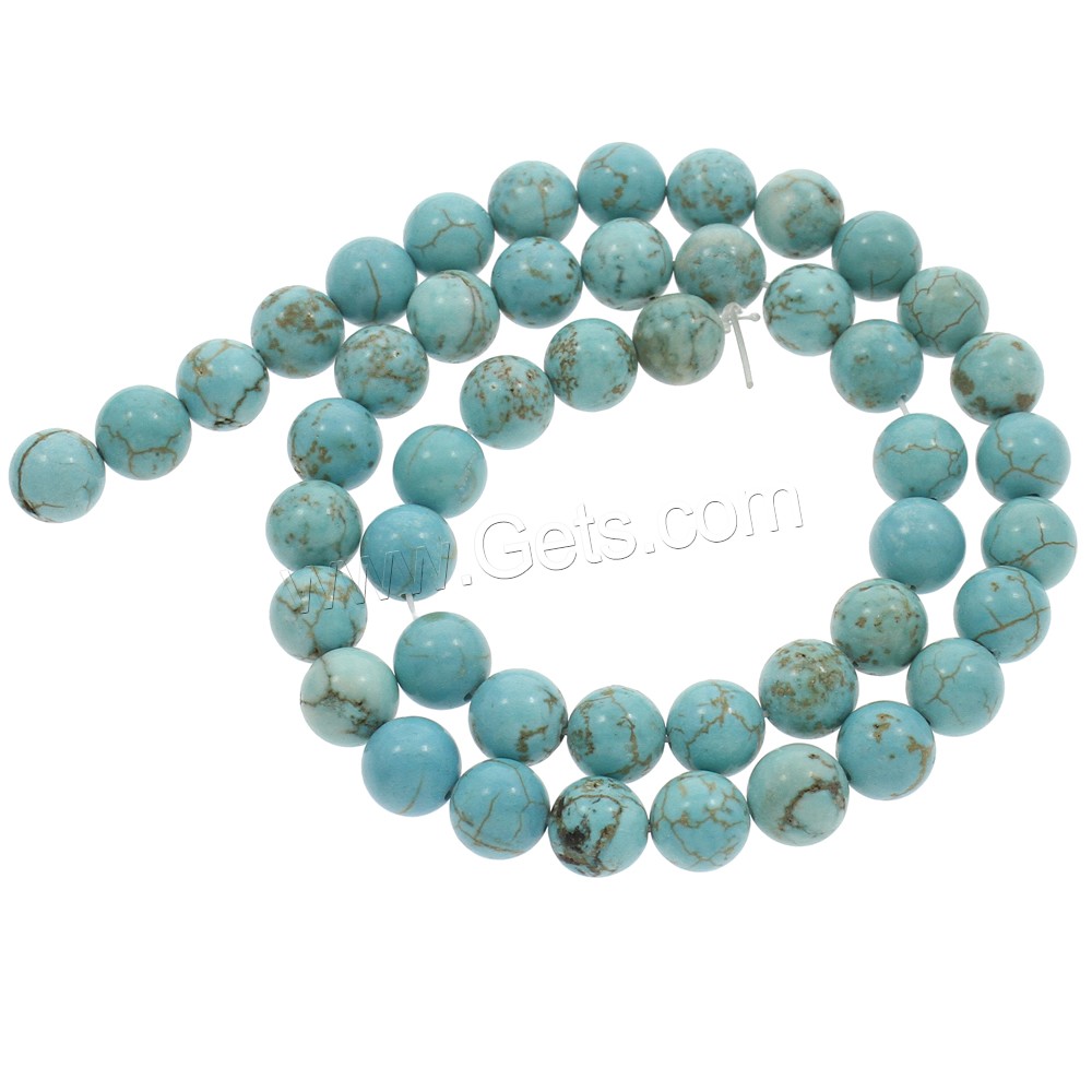 Perles en Turquoise naturelle, Rond, normes différentes pour le choix, Trou:Environ 1mm, Longueur:Environ 14.5 pouce, Vendu par brin