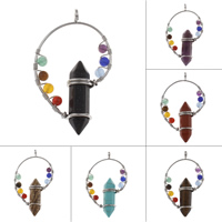 Gemstone Brass Pendants, with Gemstone, platinum color plated lead & cadmium free Approx 5mm 