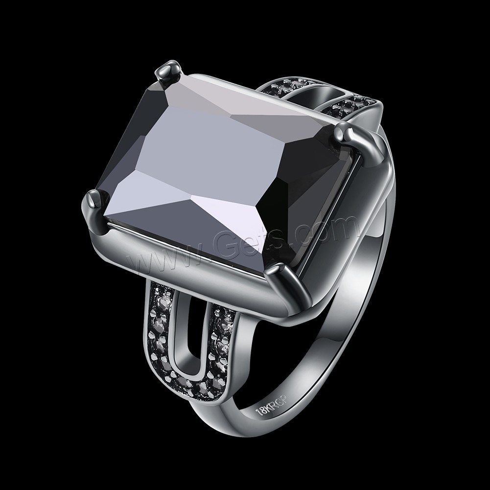 Favourer ® палец кольцо, Латунь, с Кристаллы, черный свнец, разный размер для выбора & Женский & граненый & со стразами, Много цветов для выбора, 17mm, продается PC
