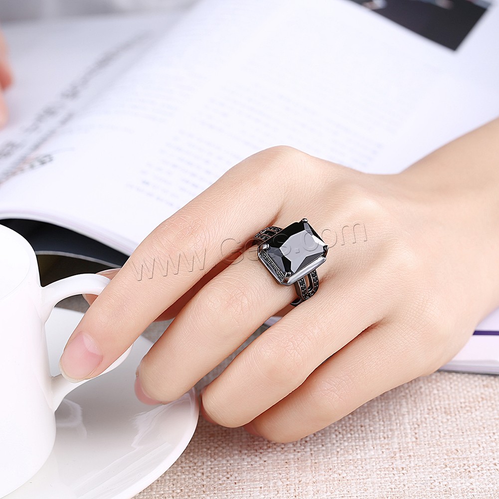 Favourer ® палец кольцо, Латунь, с Кристаллы, черный свнец, разный размер для выбора & Женский & граненый & со стразами, Много цветов для выбора, 17mm, продается PC