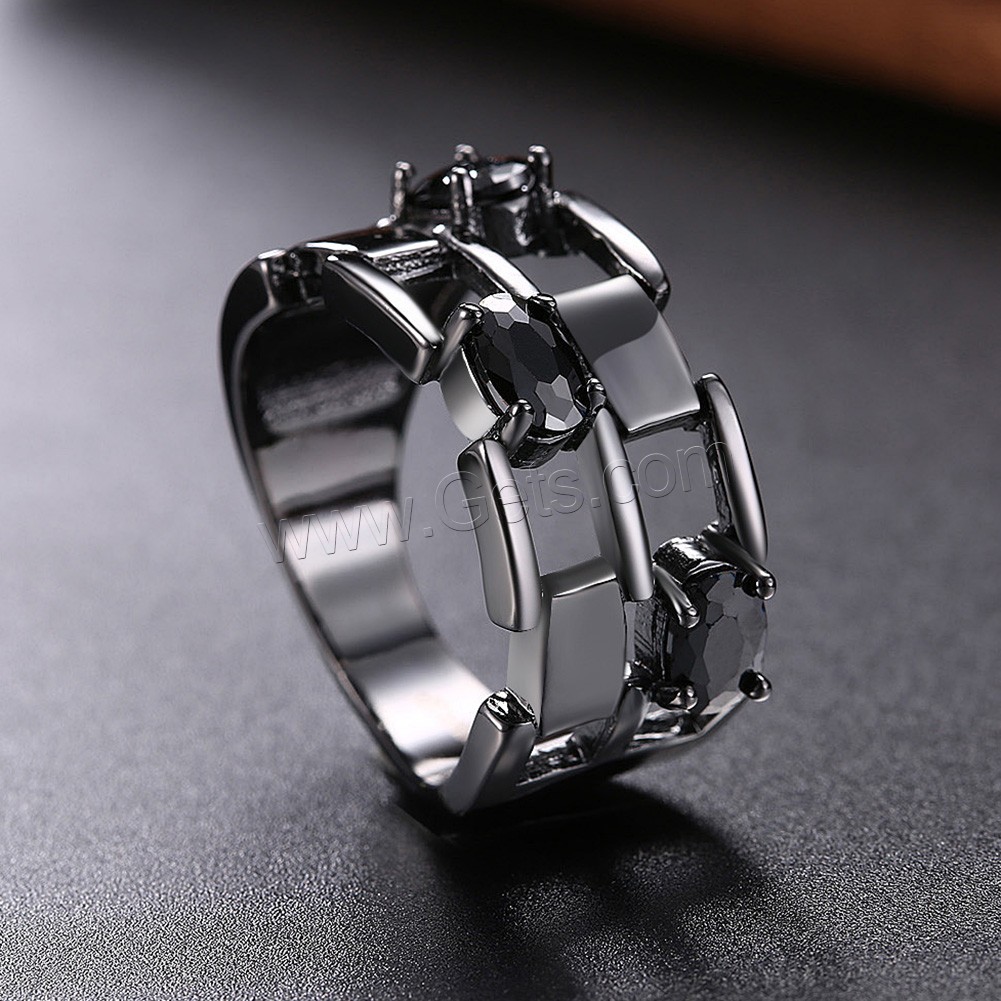 Favourer ® палец кольцо, Латунь, с Кристаллы, черный свнец, разный размер для выбора & Женский & граненый, Много цветов для выбора, 12mm, продается PC
