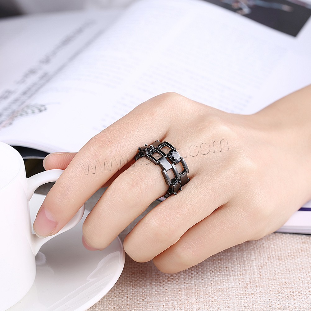 Favourer ® палец кольцо, Латунь, с Кристаллы, черный свнец, разный размер для выбора & Женский & граненый, Много цветов для выбора, 12mm, продается PC