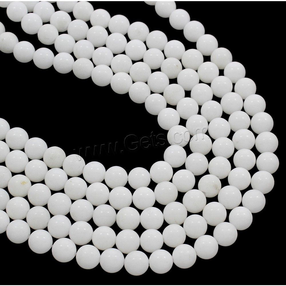 Dyed Marble Beads, Round, different size for choice, white, Hole:Approx 1mm, Length:Approx 14.5 Inch, Sold By Strand
