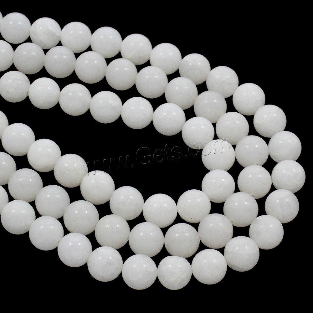Jade White Bead, Dyed Marble, Round, different size for choice, white, Hole:Approx 1mm, Length:Approx 14.5 Inch, Sold By Strand