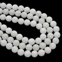 weiße Jade Perle, gefärbter Marmor, rund, verschiedene Größen vorhanden, weiß, Bohrung:ca. 1mm, Länge:ca. 14.5 ZollInch, verkauft von Strang