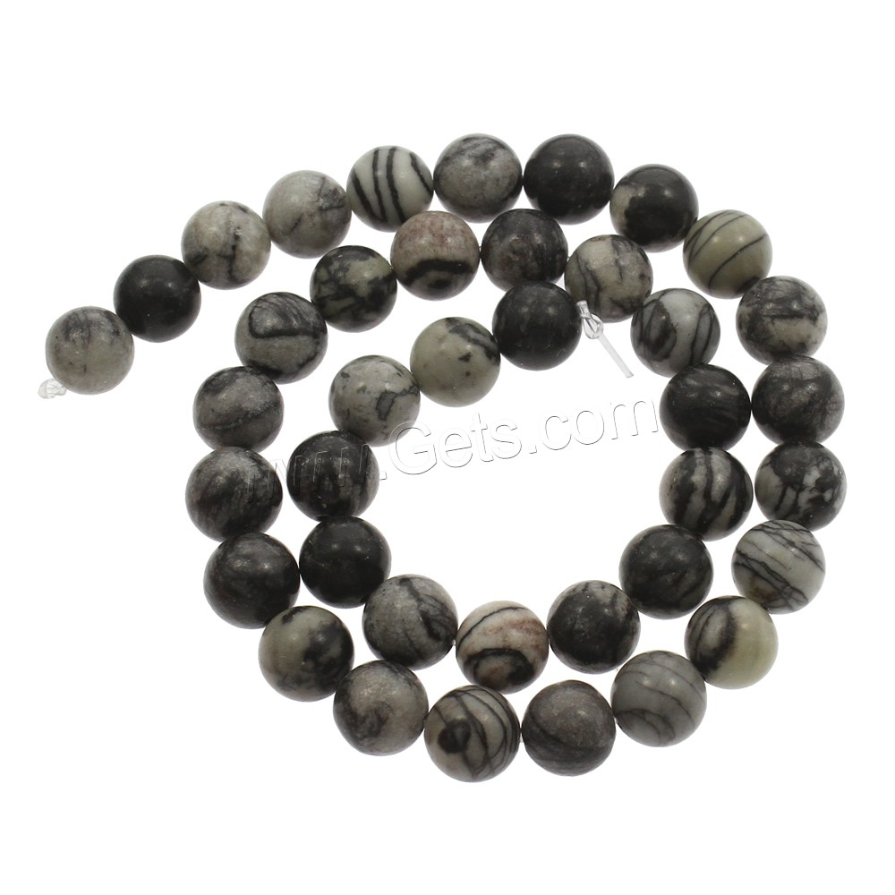 Schwarze Seide Stein, rund, verschiedene Größen vorhanden, Bohrung:ca. 1mm, Länge:ca. 14.5 ZollInch, verkauft von Strang