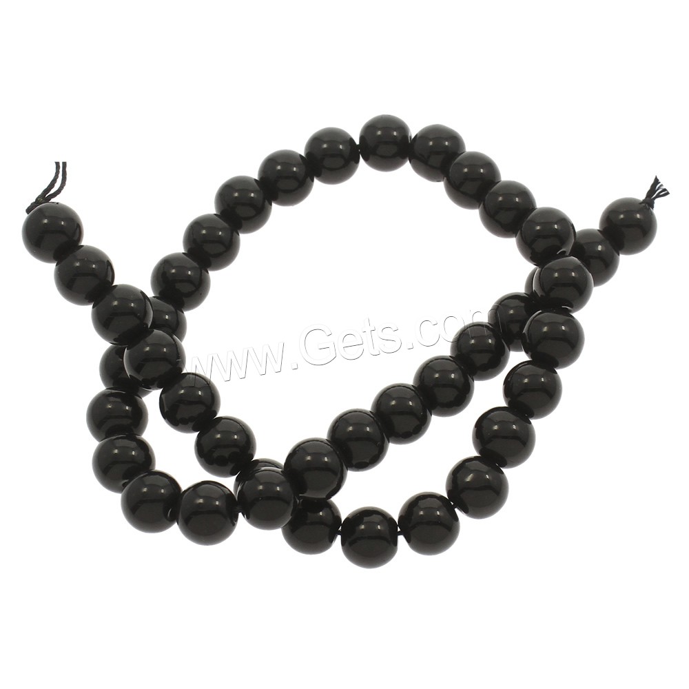 Glas Perle, rund, verschiedene Größen vorhanden & glatt, schwarz, Bohrung:ca. 1mm, Länge:ca. 14.5 ZollInch, verkauft von Strang