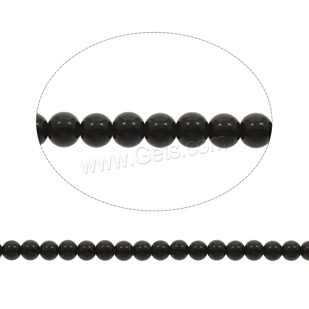 Стеклянный Бусины, Круглая, разный размер для выбора & гладкая, черный, отверстие:Приблизительно 1mm, длина:Приблизительно 14.5 дюймовый, продается Strand