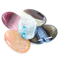 Agate Pendants de Quartz , agate quartz de glace, naturel & mélangé, 34-36x53-54x8-9mm Environ 2mm, Vendu par PC
