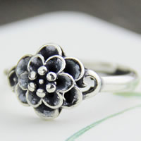 Thailand Sterling Silver Open Finger Ring, Flower, adjustable & for woman, 11.1mm, US Ring .5-8.5 