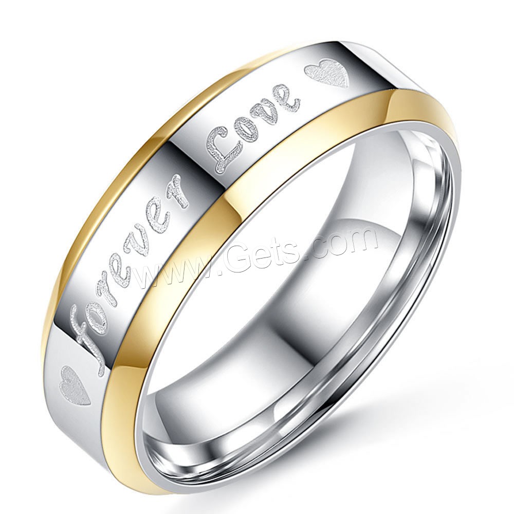 Unisex-Finger-Ring, Titanstahl, Wort für immer Liebe, olika innerdiameter, för val, 16-19mm, verkauft von PC