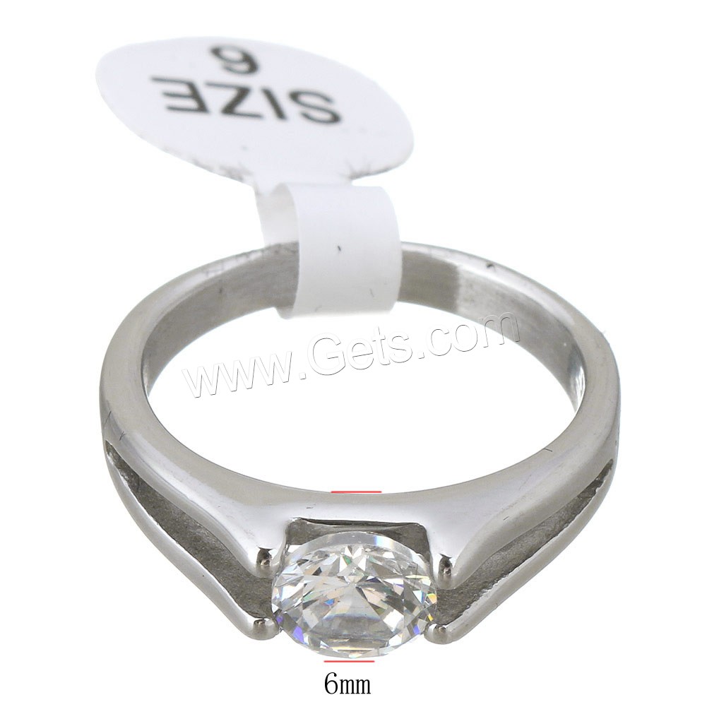 Kuba Zirkonia Edelstahl Ringe, verschiedene Größen vorhanden & für Frau & mit kubischem Zirkonia, originale Farbe, 6mm, verkauft von PC