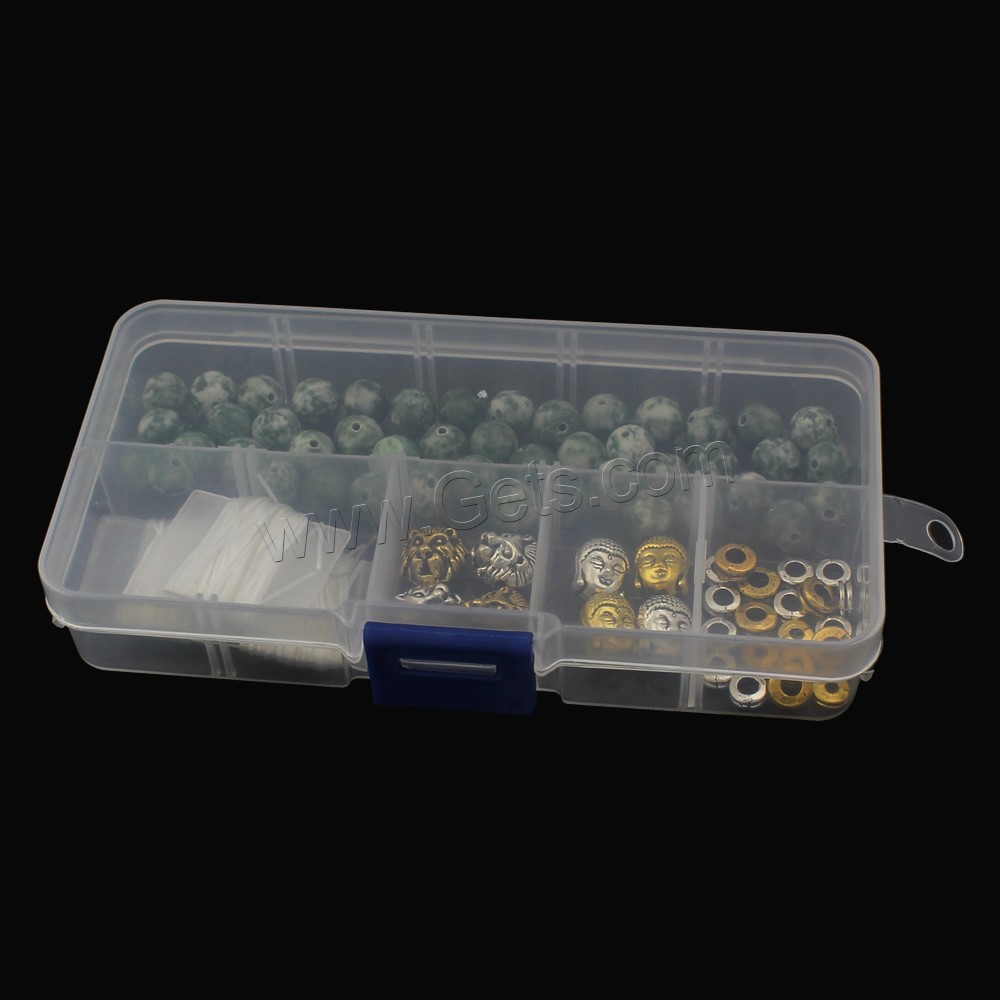 ジェムストーン DIYブレスレット, とともに プラスチック製のボックス & 亜鉛合金, ラウンド形, 選択のための異なった材料 & 異なるサイズの選択, 売り手 ボックス