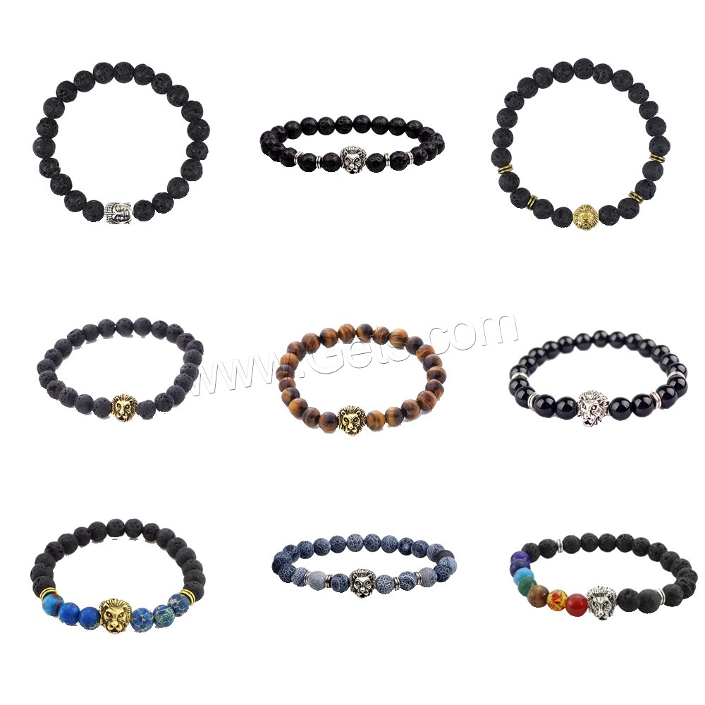 pierre gemme DIY Bracelet, avec Boîte en plastique & alliage de zinc, Rond, différents matériaux pour le choix & normes différentes pour le choix, Vendu par boîte