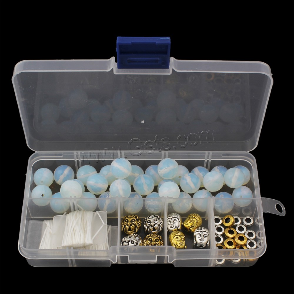 Gemstone DIY Bracelet, with Plastic Box, Round, different materials for choice & different size for choice & faceted, Sold By Box