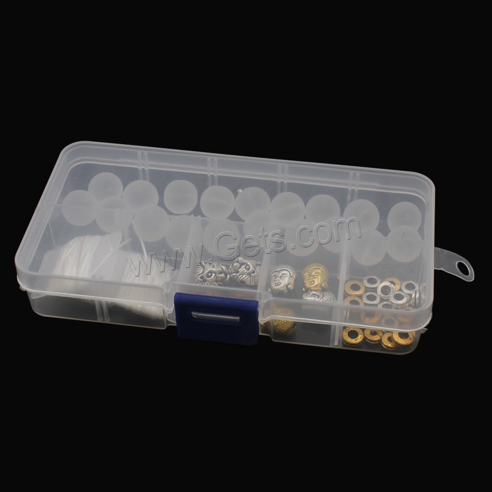 Vidrio Pulsera DIY, con Caja de plástico, Esférico, diverso tamaño para la opción & glaseado, claro, Vendido por Caja