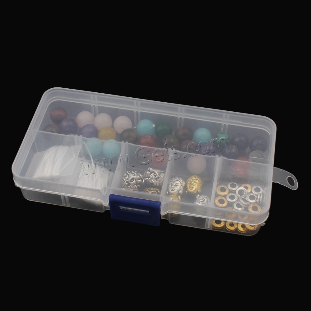 Gemstone DIY Bracelet, with Plastic Box, Round, different size for choice, Sold By Box